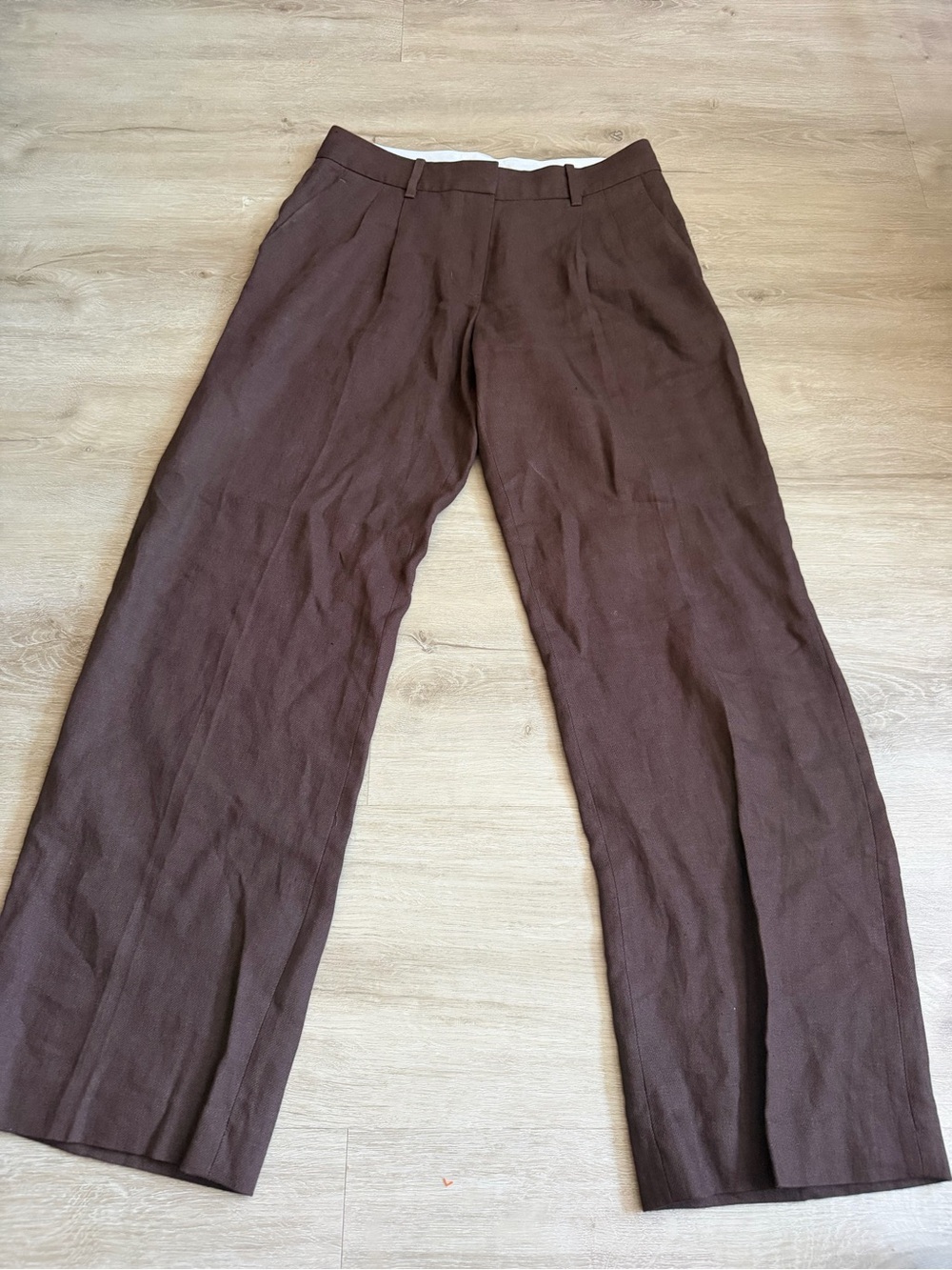Aritzia Effortless Pant Linen Rich Mocha Brown SZ 4